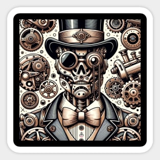 Elegant Steam Baron Robot Tee Sticker